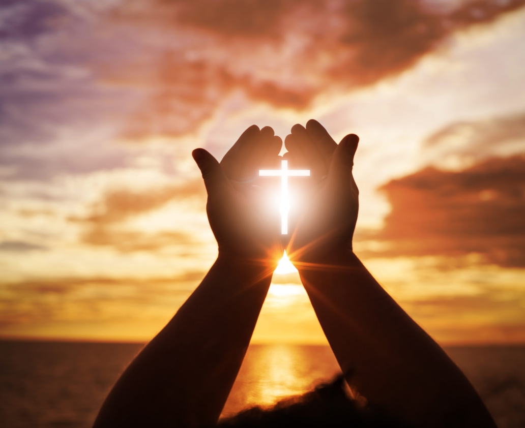 Human hands open palm up worship. Eucharist Therapy Bless God Helping Repent Catholic Easter Lent Mind Pray. Christian Religion concept background. fighting and victory for god